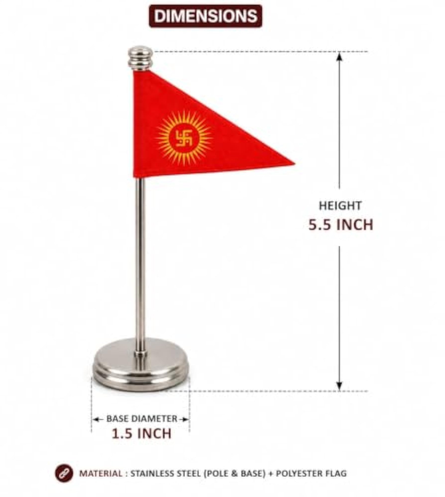 Swastik Flag for Car Dashboard Hindu Symbol Decoration